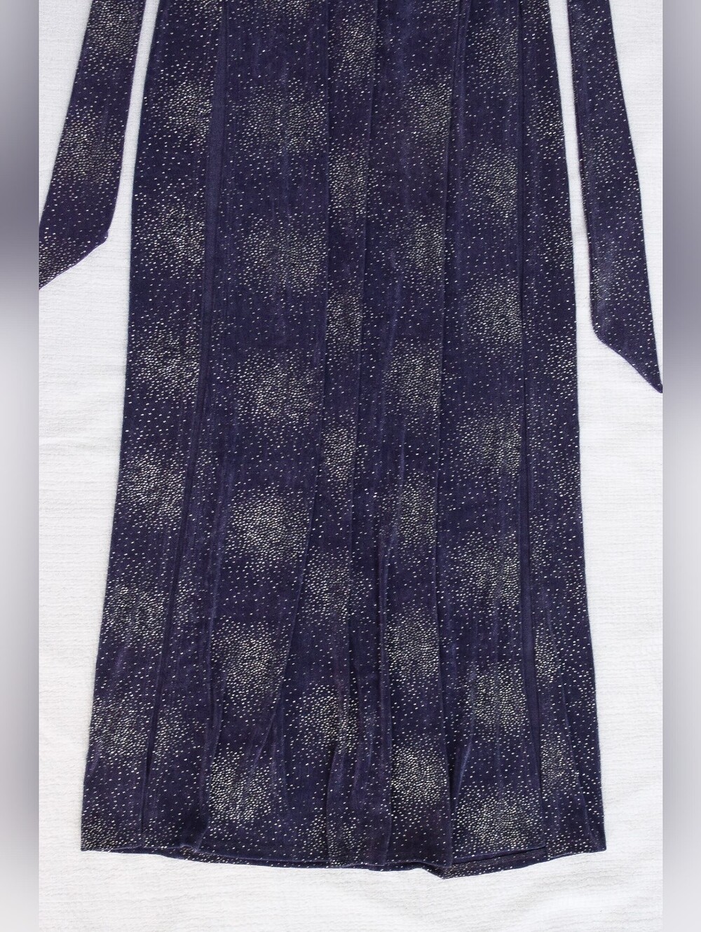 Lucy in the Sky Petra Shimmer Halter Maxi Dress Thigh Slits Purple Size S Formal - Picture 10 of 10
